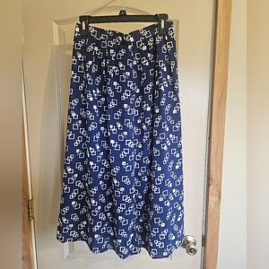Pendleton Vintage Country Sophisticates Lined Long Skirt Navy Blue And White